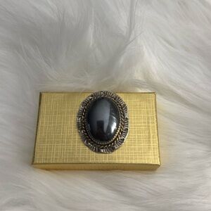 NATIVE Hematite & Sterling Silver Southwestern Pendant Navajo Bobby Etsitty